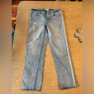 Pistola washed jeans with zippers on sides in size 26
